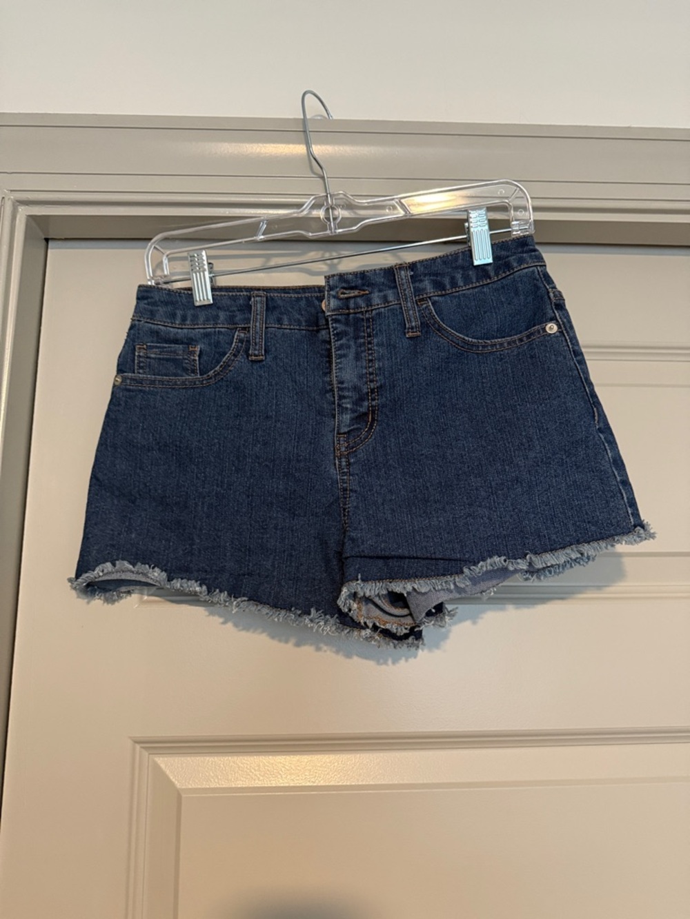wild fable Dark Blue Denim Frayed Hem Shorts